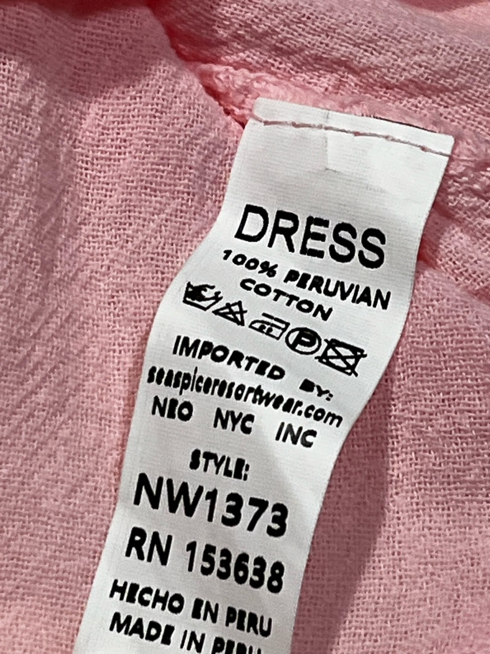 NEW Pink Peruvian Cotton Mini Dress/Beach Cover by Seaspice Size L - Picture 12 of 12